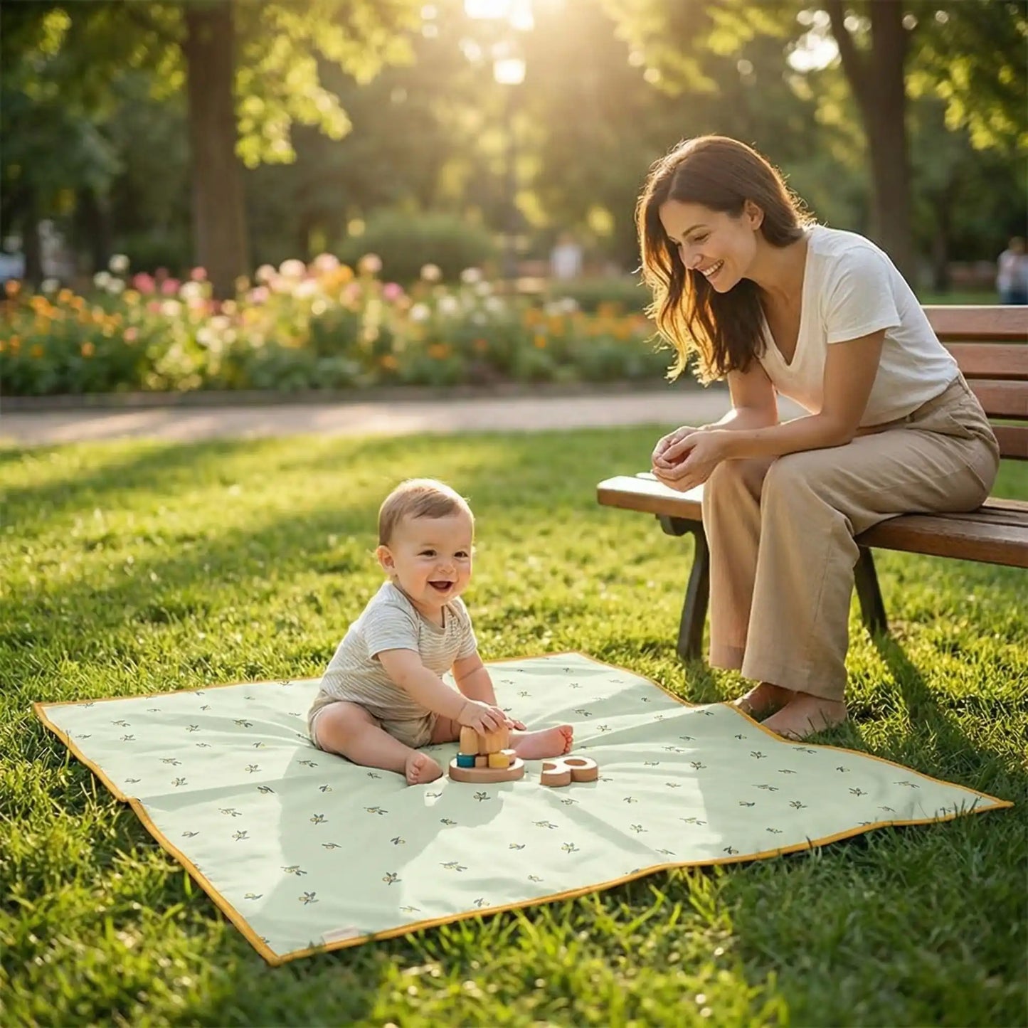 tapis a langer nomade vert olive impermeable bebe voyage