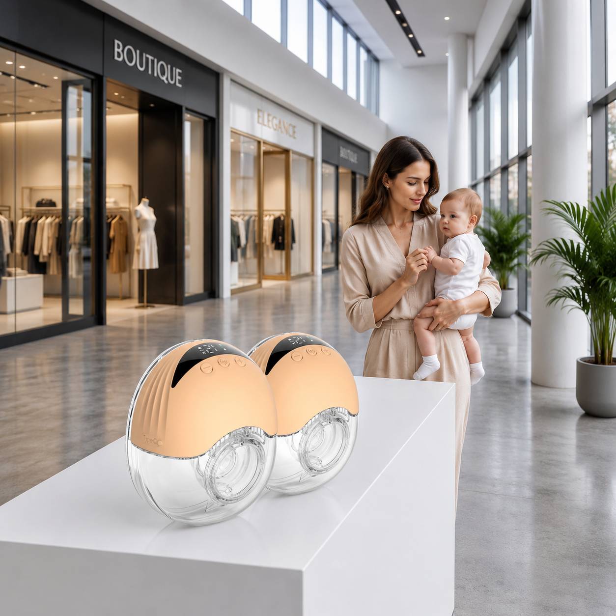 Tire lait portable double beige électrique avec aspiration intelligente
