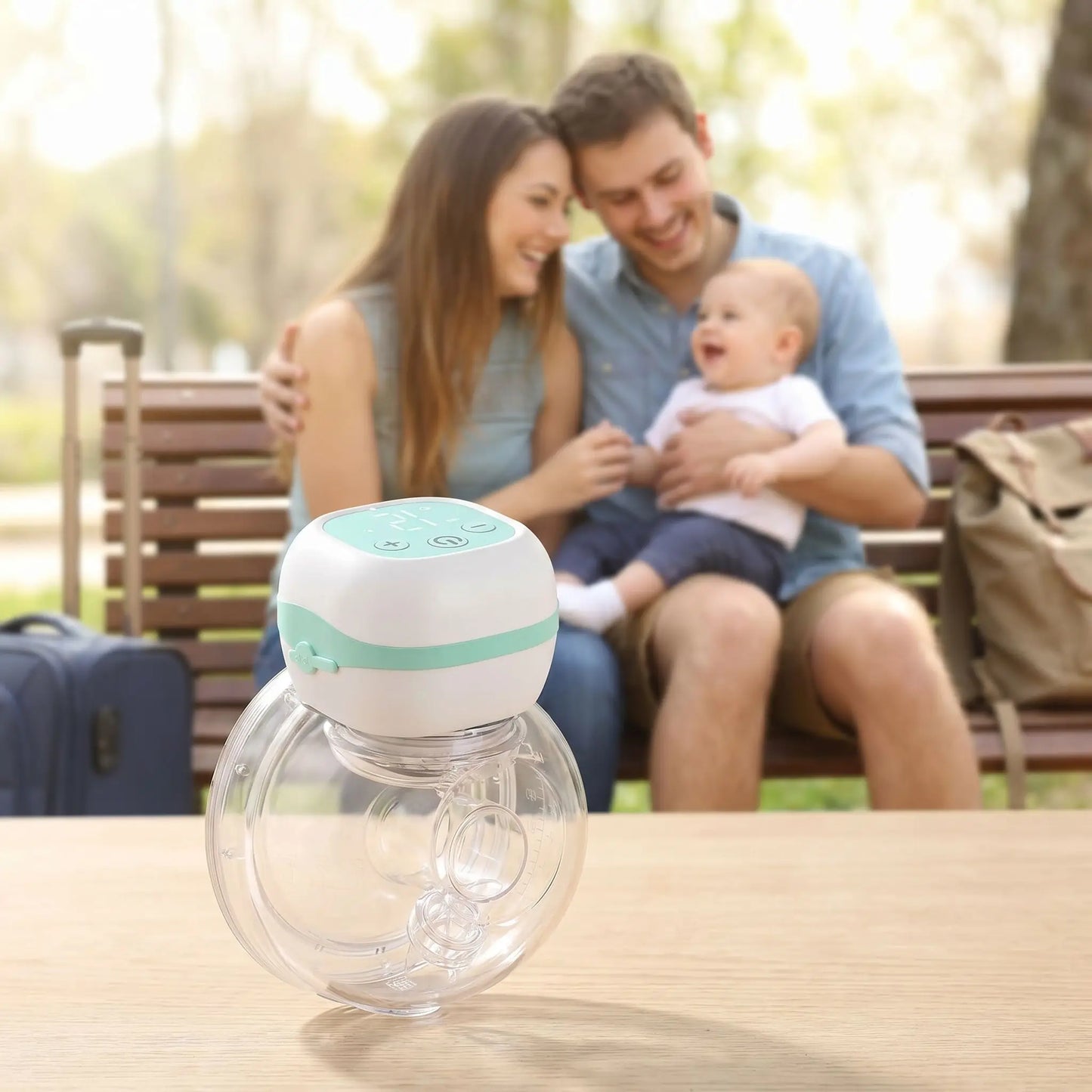 Tire lait portable mains libres simple vert conçu pour un pompage discret
