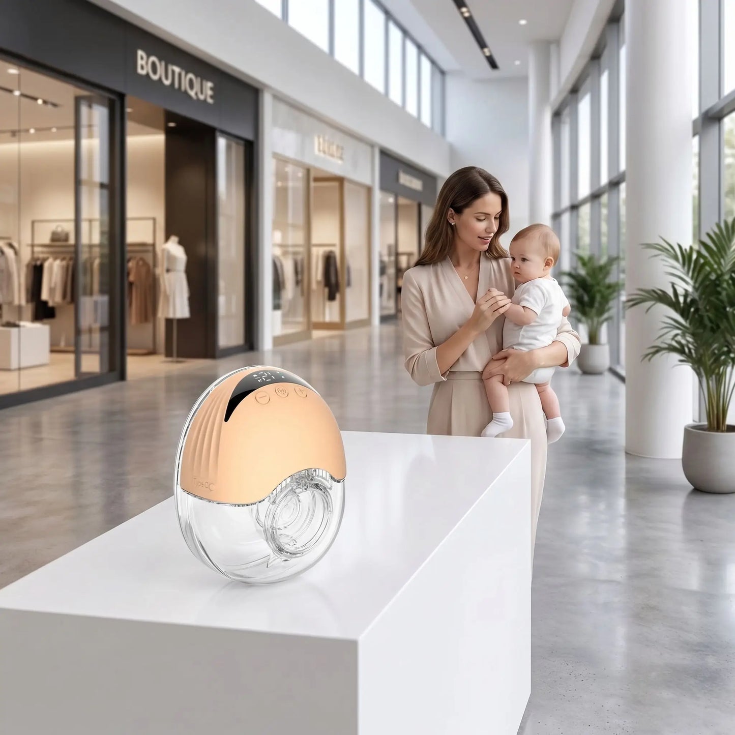 Tire lait portable simple beige électrique avec aspiration intelligente