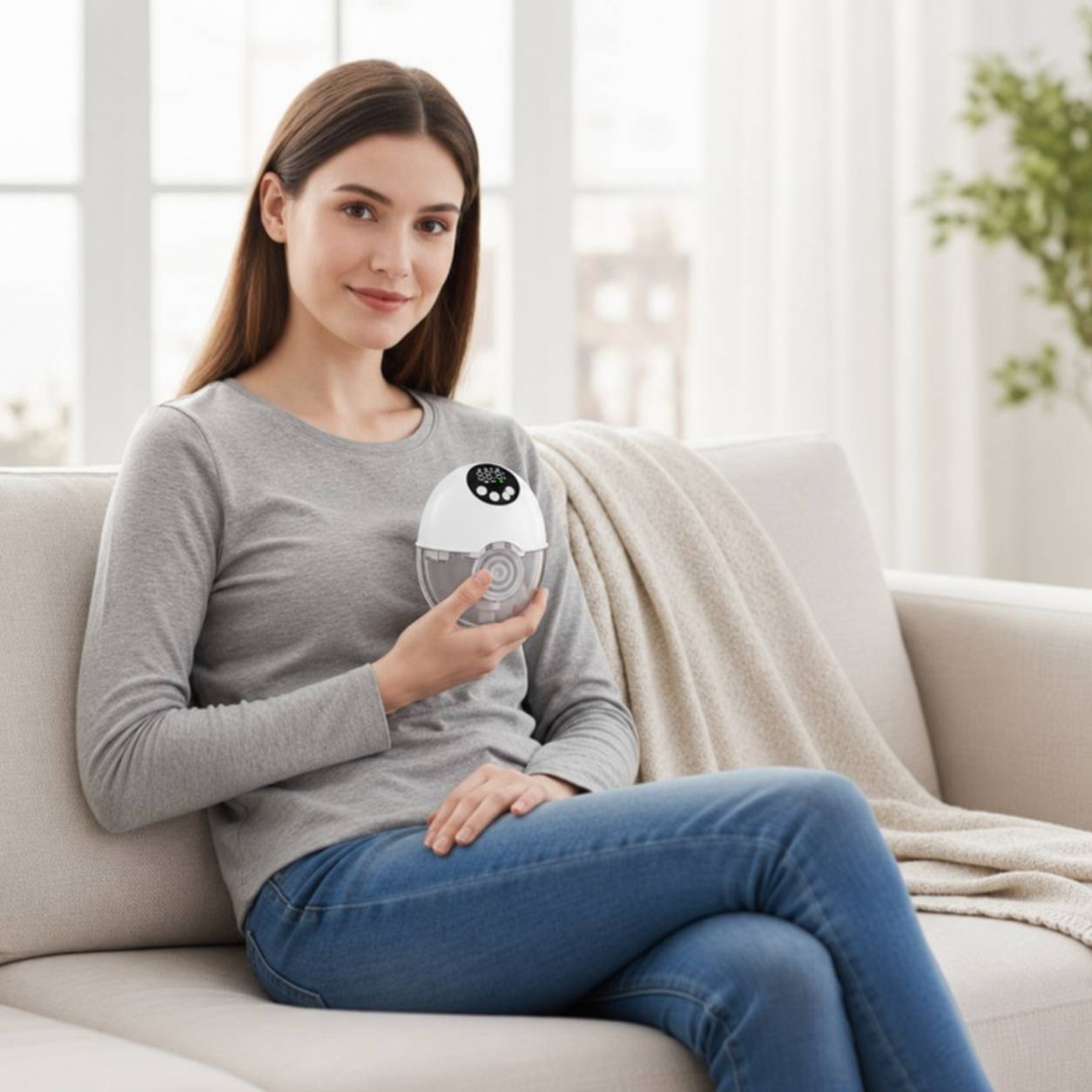tire lait portable variante blanc au salon